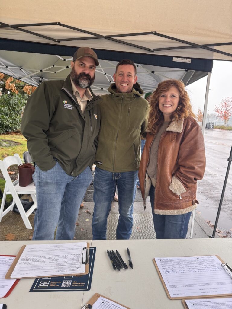 Image of Clackamas County Commissioner Ben West, Wilsonville City Councilor Adam Cunningham, and State Senator Christine Drazan